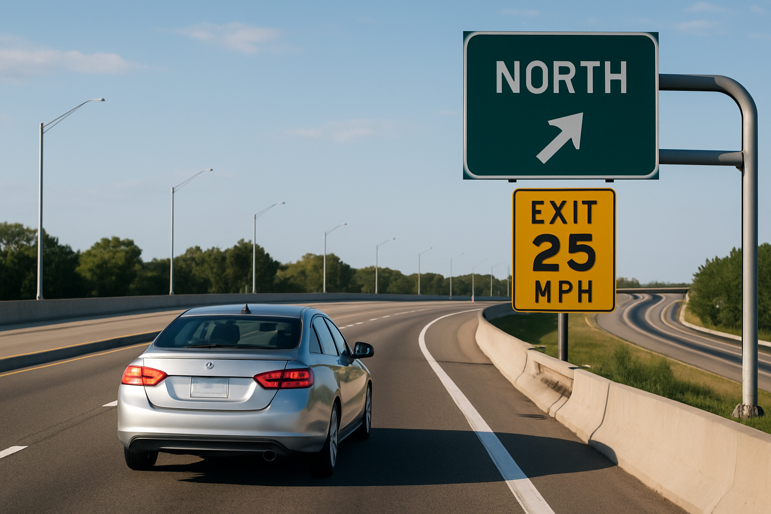 show a car getting on a highway-1